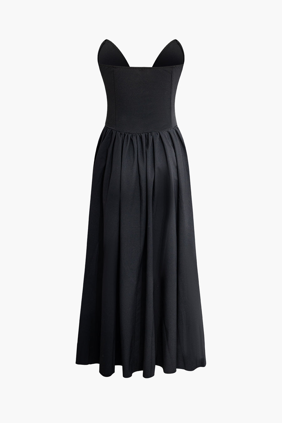 Luxe V Neck Strapless Pleated Dress