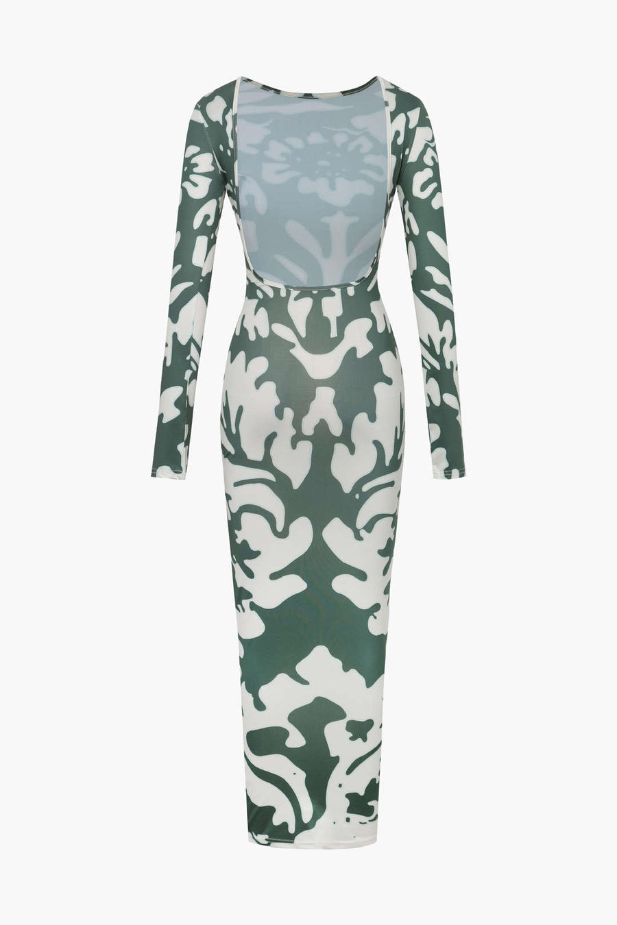 Print Backless Long Sleeve Bodycon Dress