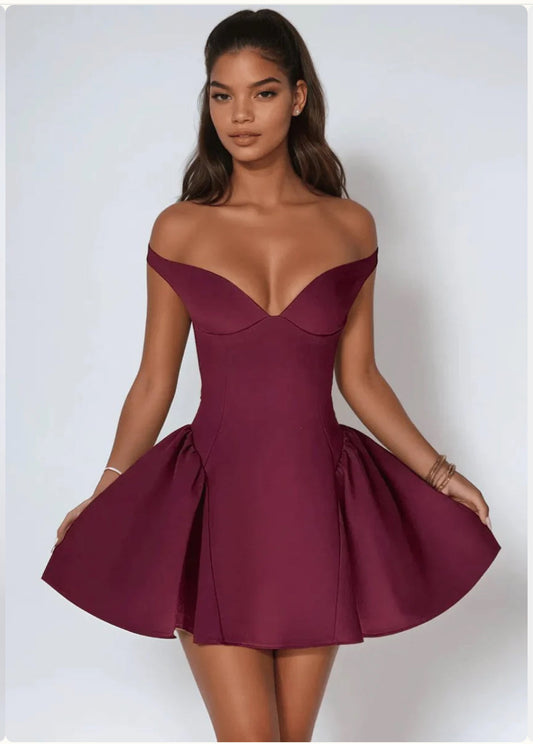 Plunge A Line Gown Sleeveless Mini Dress