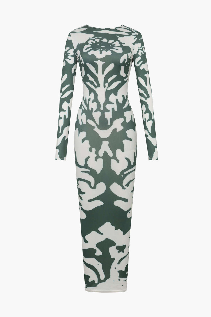 Print Backless Long Sleeve Bodycon Dress