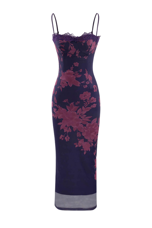 Luxe Floral Bodycon Maxi Dress