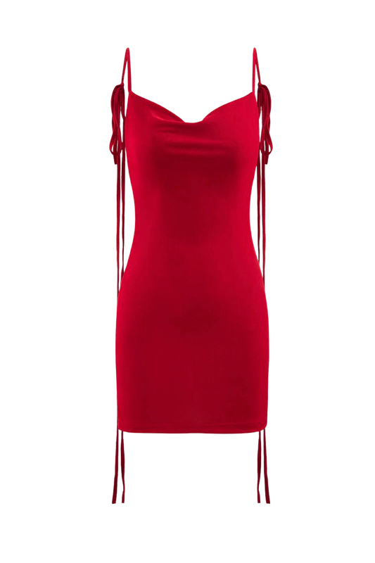 Spaghetti Strap Draped Backless Mini Dress