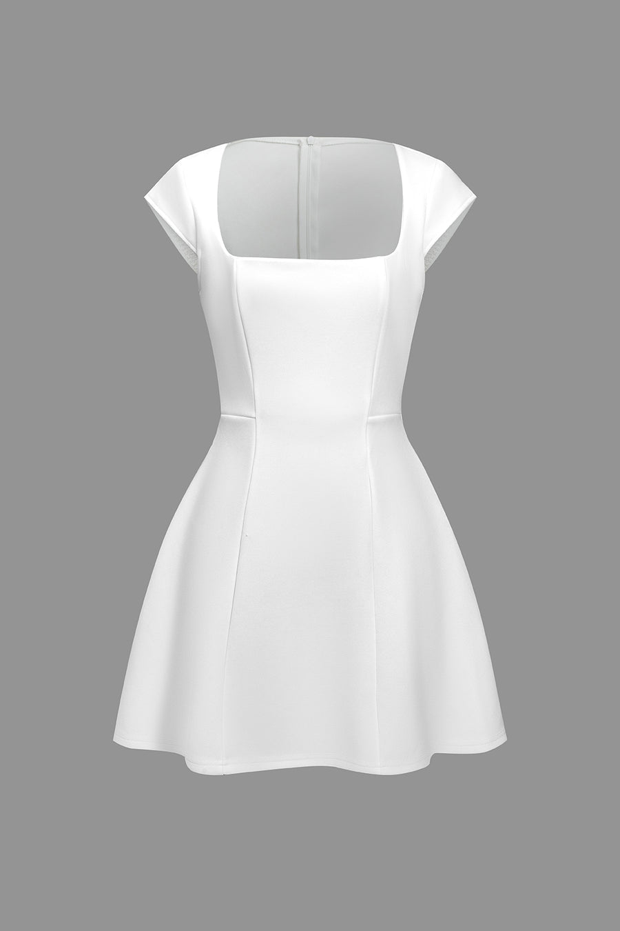 Square Collar Cap Sleeve A-line Mini Dress