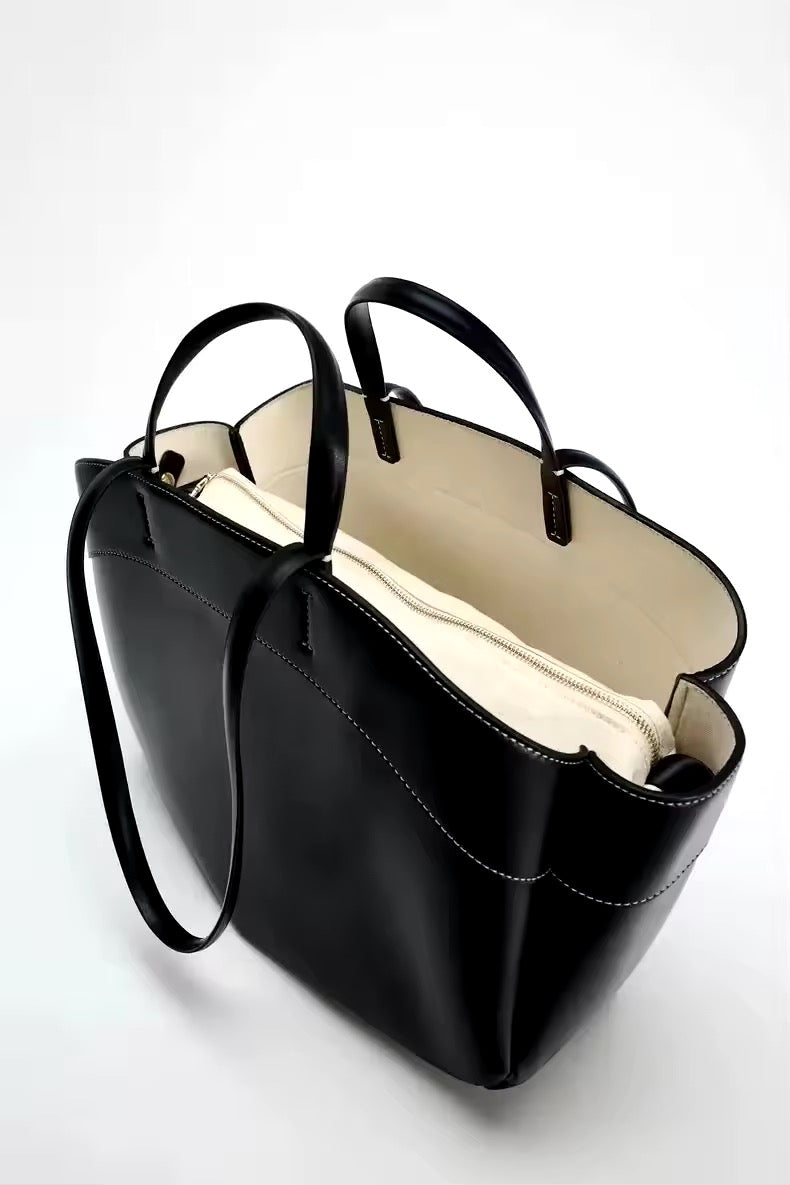 Faux Leather Retro Tote Bag