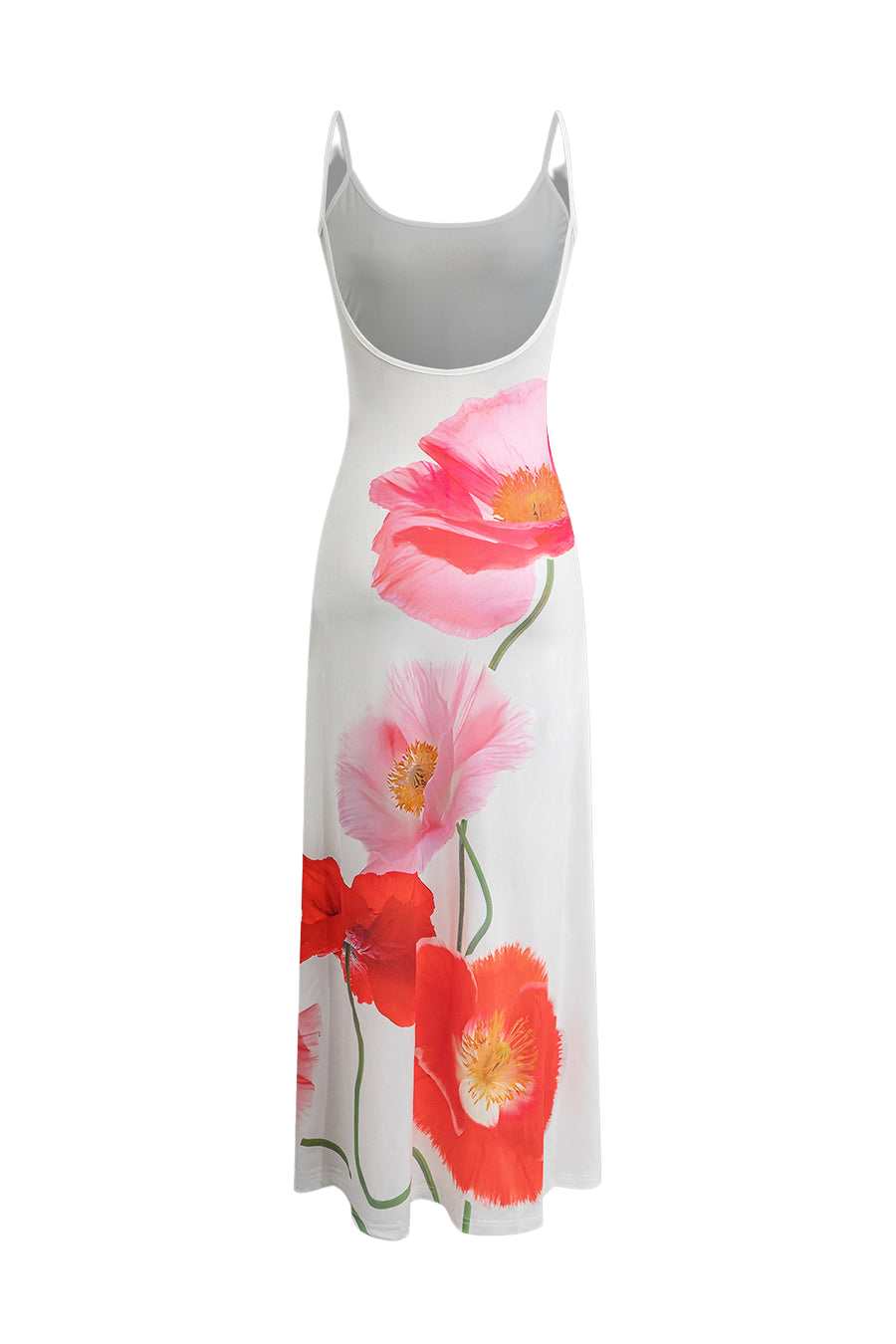 Backless Printed Flower Vacation Maxi Dress