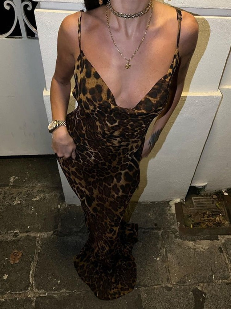 Summer Sheer Leopard Print Bodycon Dress