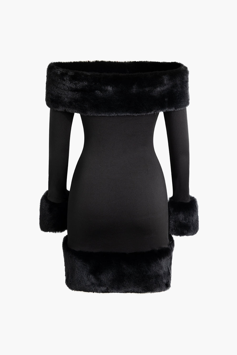 Elegant Fur Off The Shoulder Mini Dress