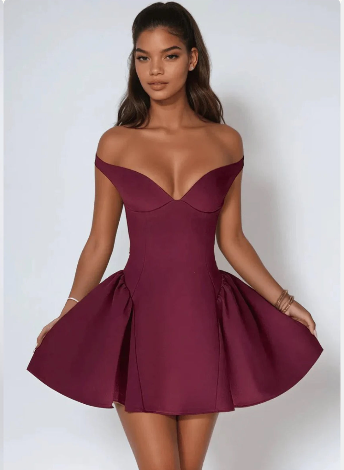 Plunge A Line Gown Sleeveless Mini Dress