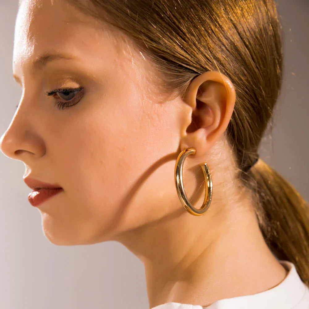 Round Steel Hoop Earrings