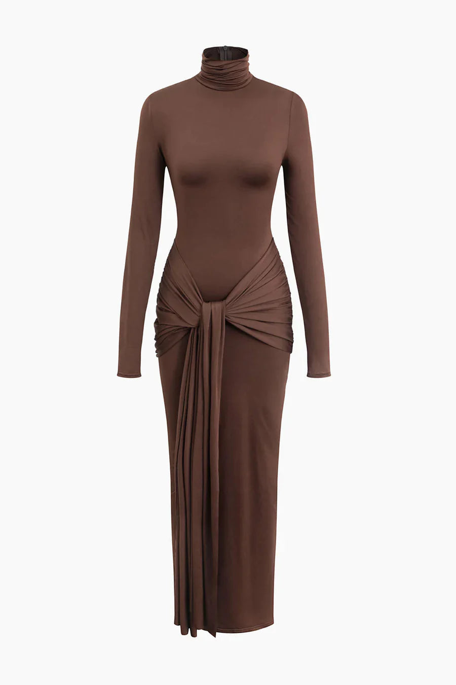 Luxe High Neck Long Sleeve Maxi Bodycon Dress