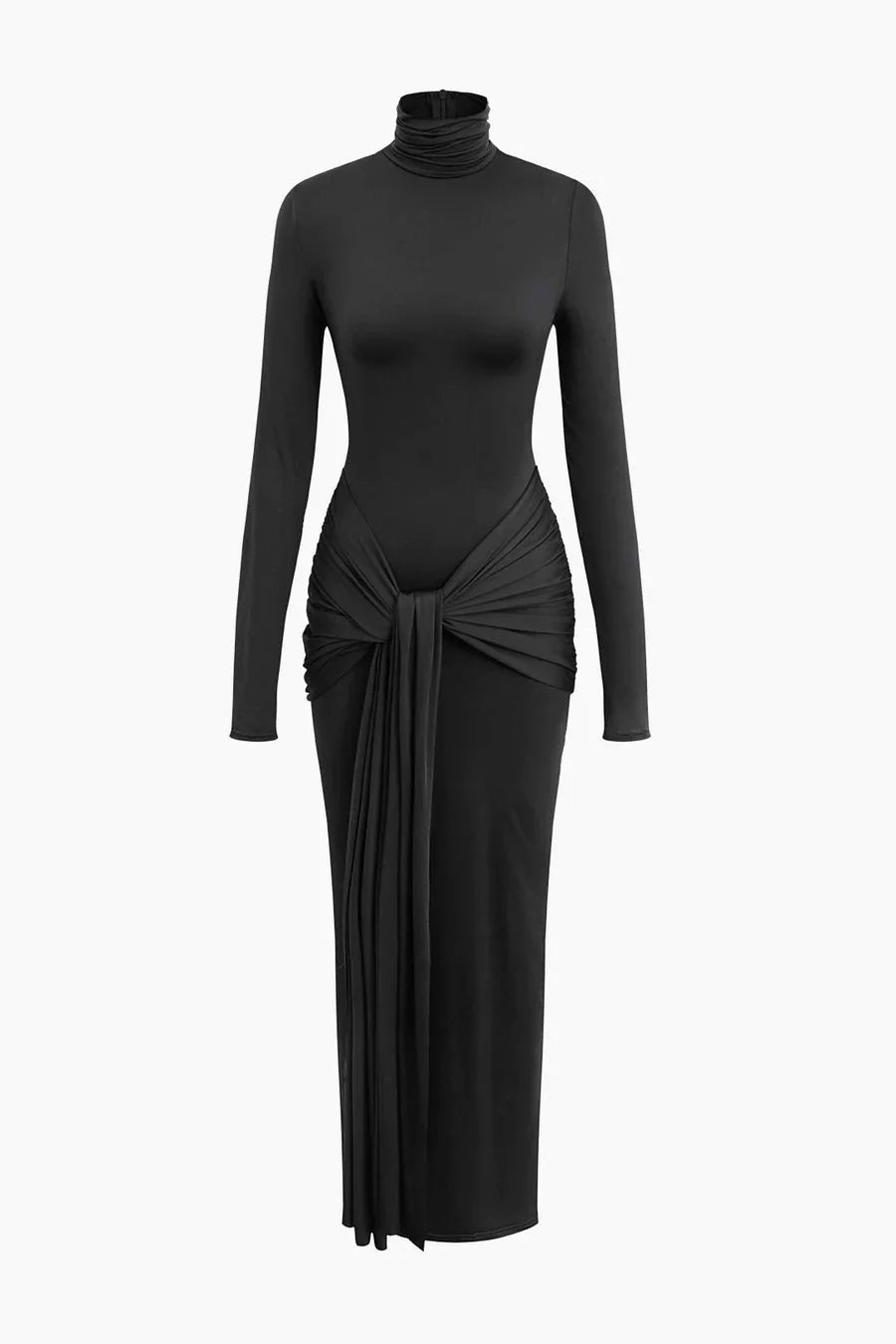 Luxe High Neck Long Sleeve Maxi Bodycon Dress