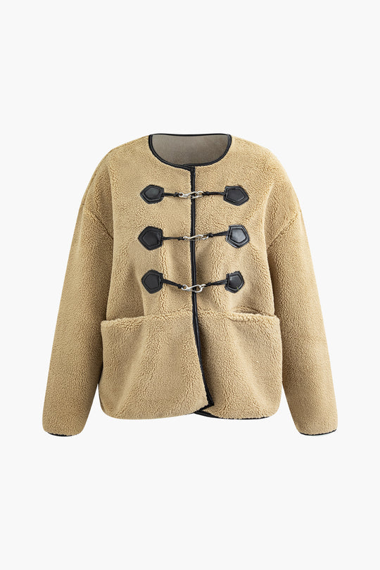 Wool Metal Buckle Single-Breasted Coat