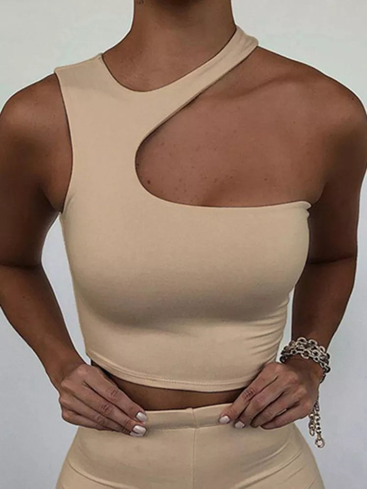 Cut Out Crop Off Shoulder Top