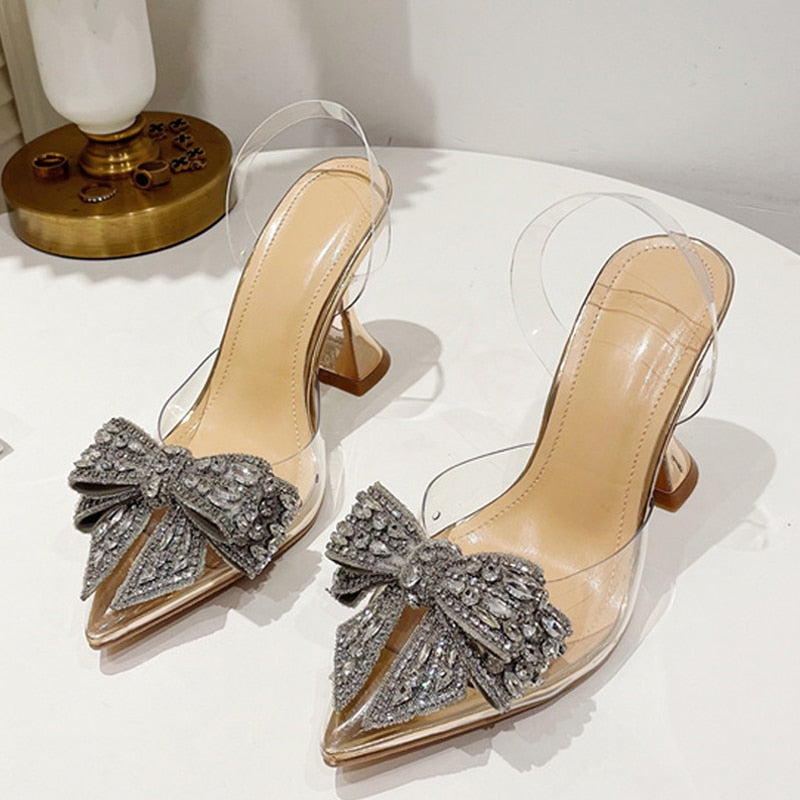 Crystal Bow Pointed Toe Heels