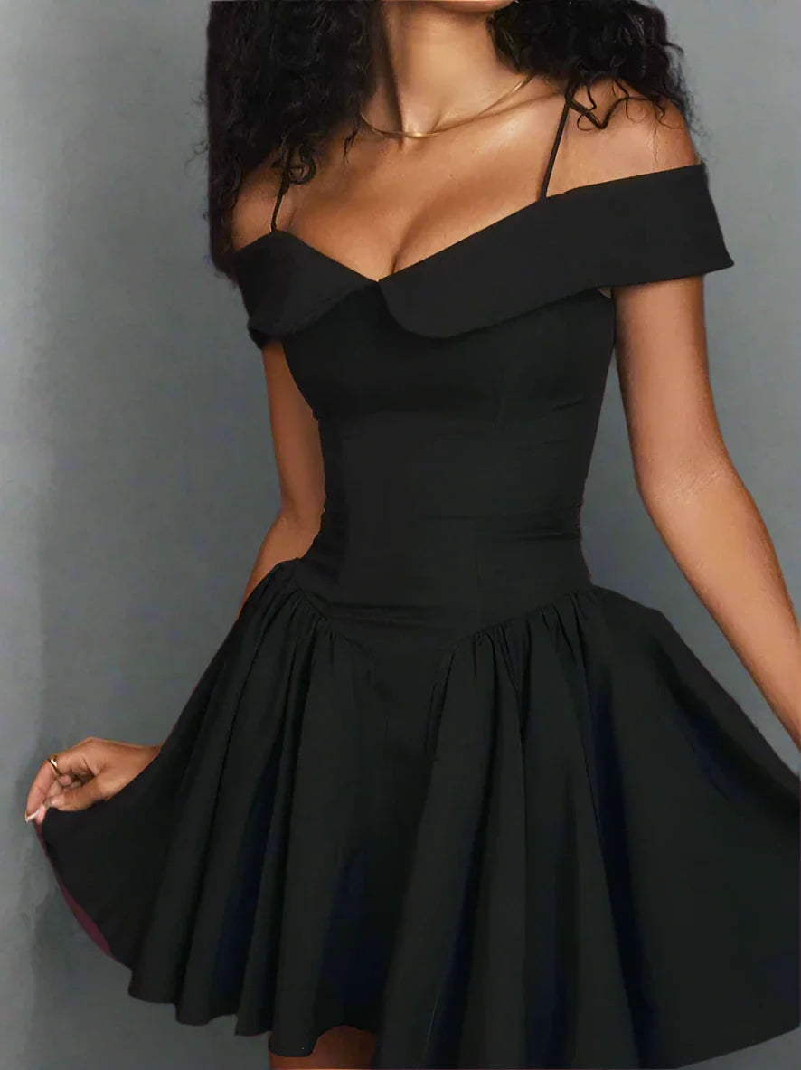 Elegant Off-shoulder A Line Pleated Mini Dress