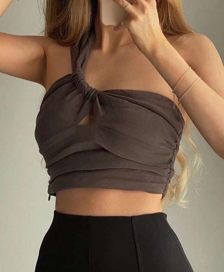 Asymmetry One Shoulder Crop Top