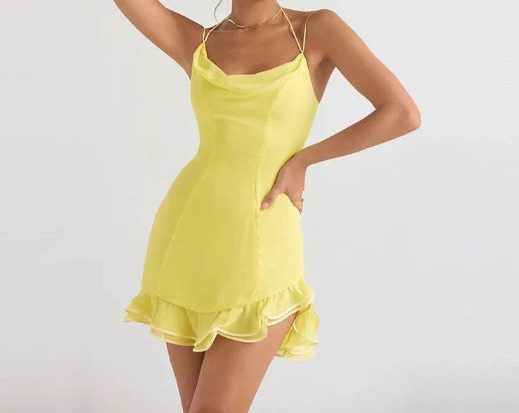 Summer Halter Chiffon Mini Dress