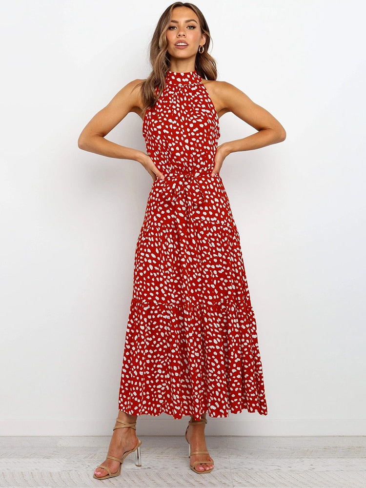 Summer Polka Dot Halter Dress