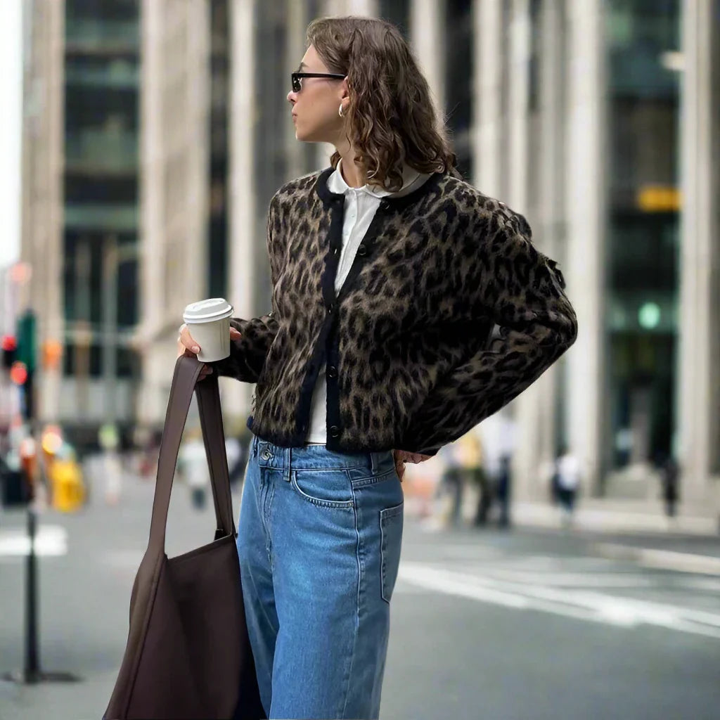 Retro Leopard Knitted Cardigan