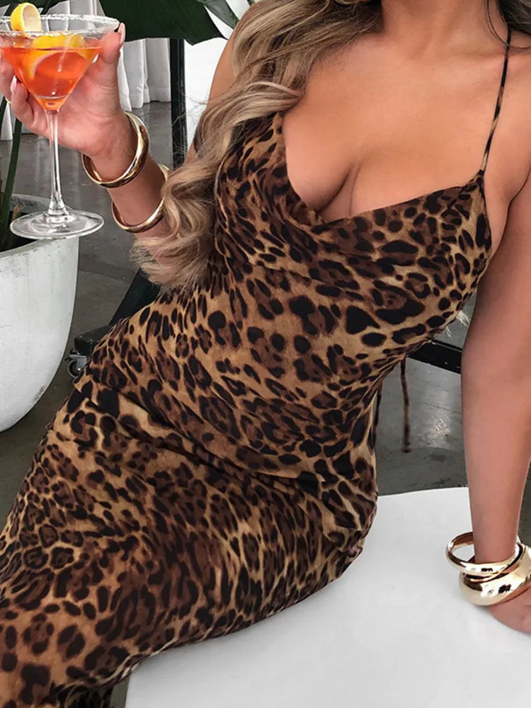 Elegant Leopard Print Maxi Dress