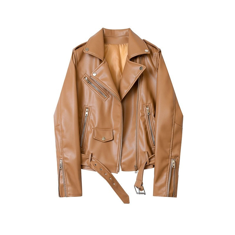 Belted Faux Leather Jacket