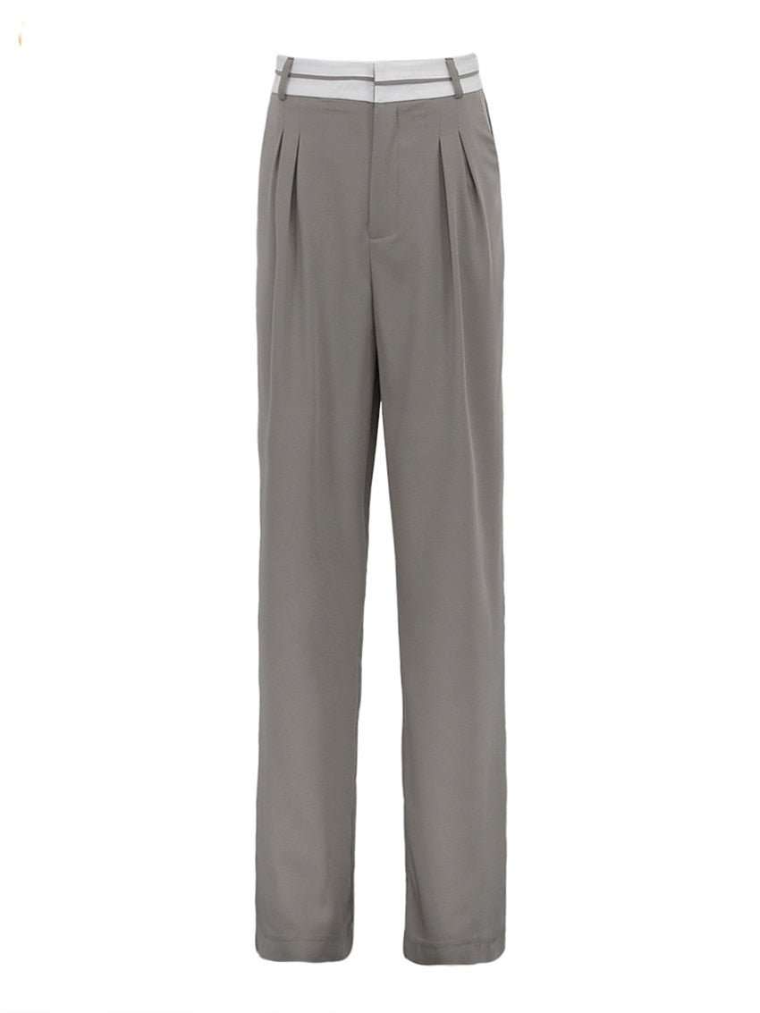 Gray Area High Waist Straight Trousers