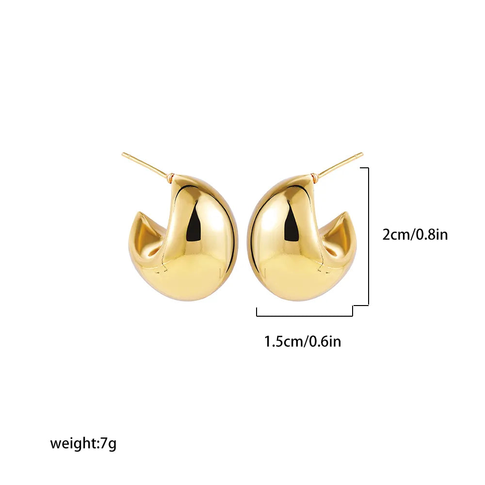 Gold Round Chunky Earrings