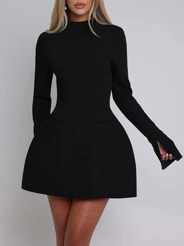 Luxe Long Sleeve Backless Mini A-line Dress