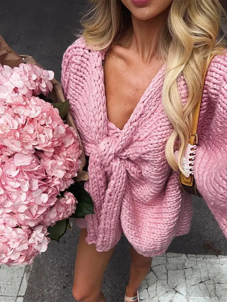 Brooklyn Pink Knitted Bow Sweater