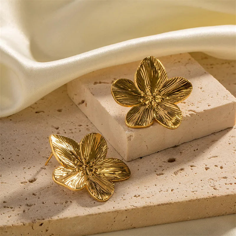 Gold Flower Stud Earrings