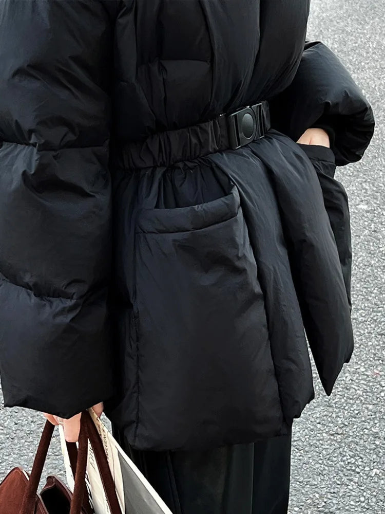 Pola Shawl Collar Belted Wait Puffer Coat