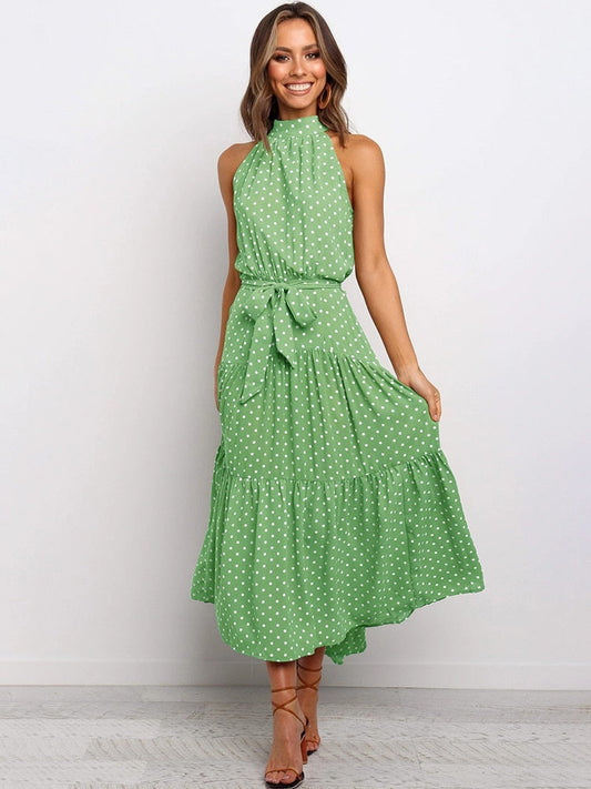 Summer Polka Dot Halter Dress