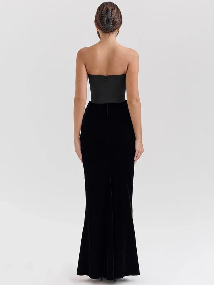 Luxe Strapless Bodice and Velvet Maxi Dress