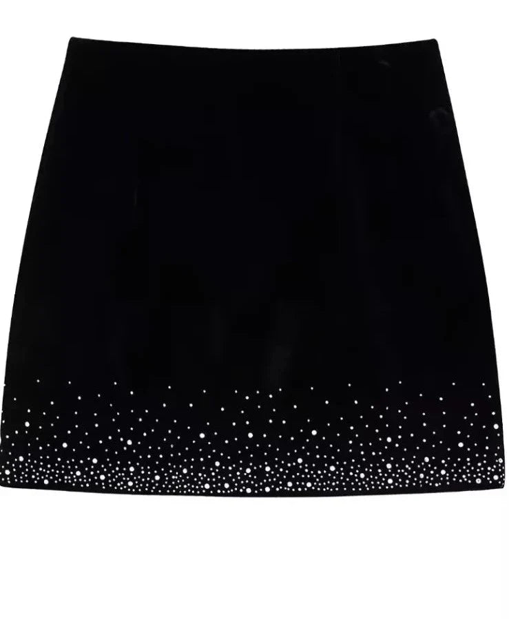 Sequined Velvet Mini Skirt