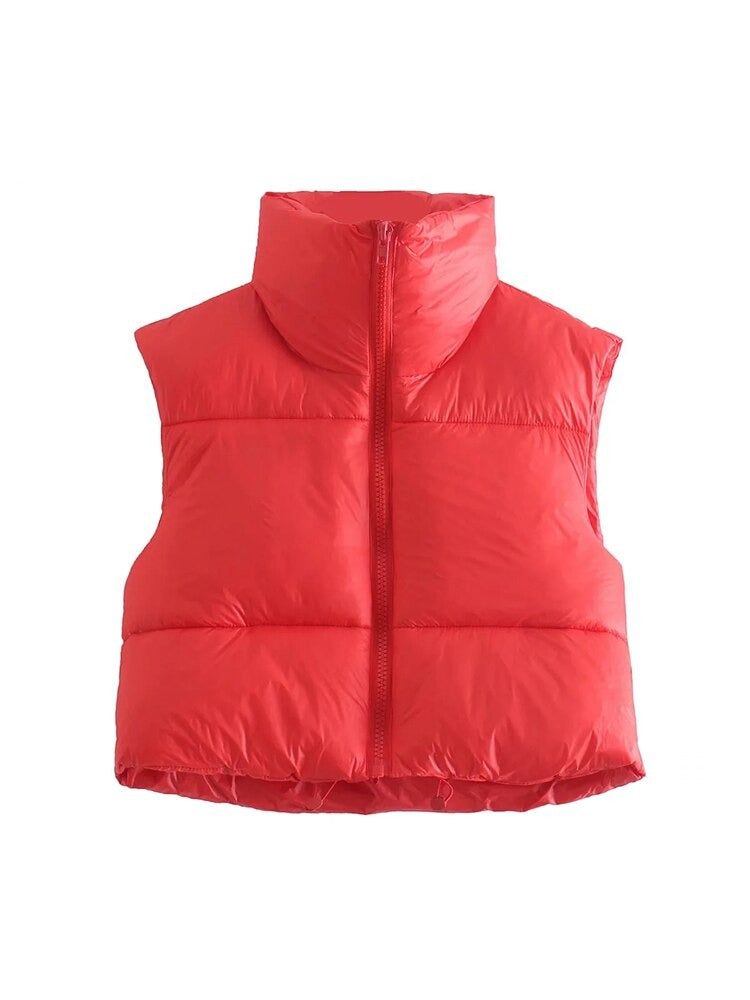 High Neck Padded Cropped Gilet