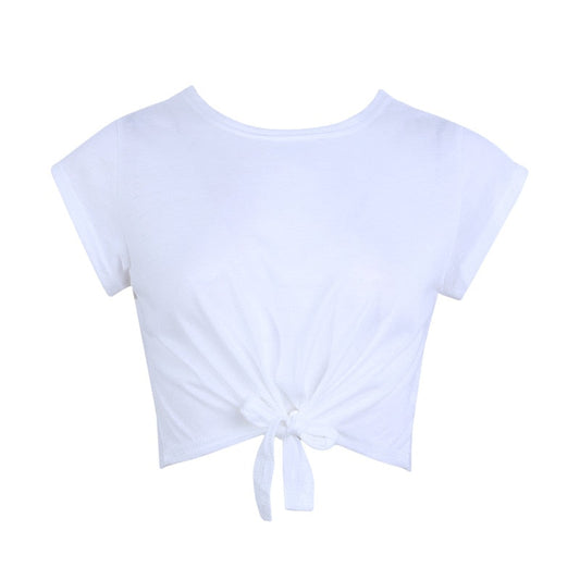 Essentials Knotted Tie Front Crop Top