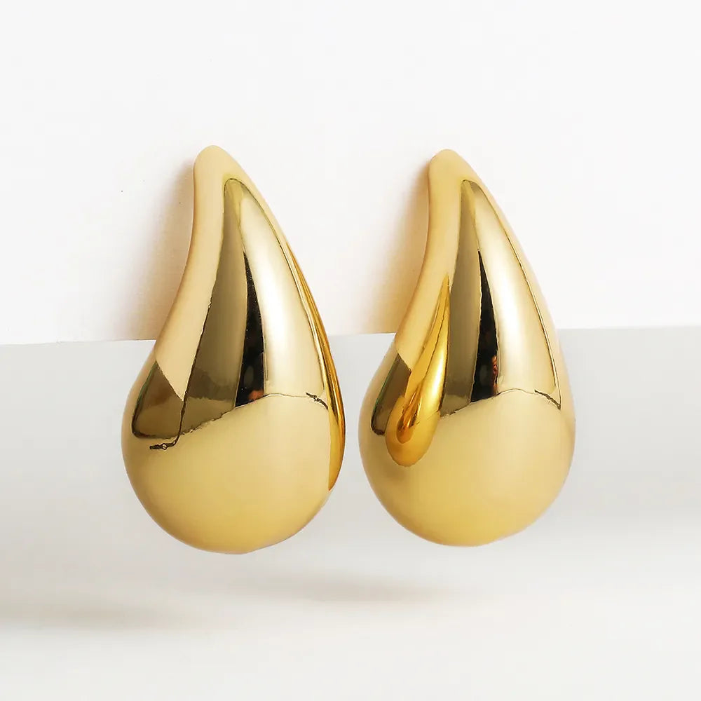 Vintage Gold Plated Chunky Dome Tear Drop Earrings