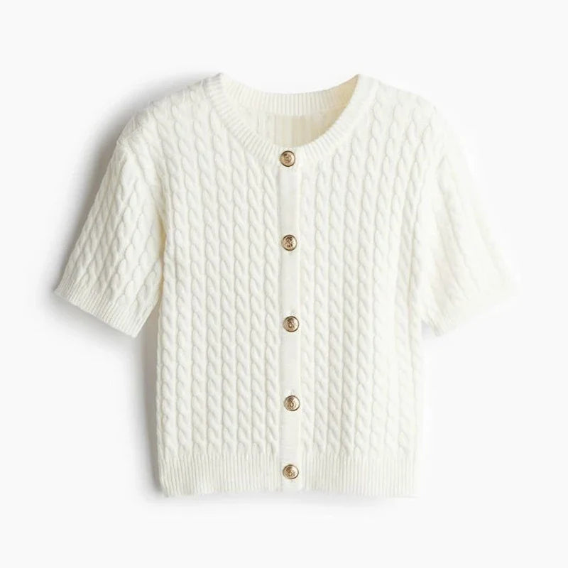 Casual Knitted Short Sleeve Cardigan