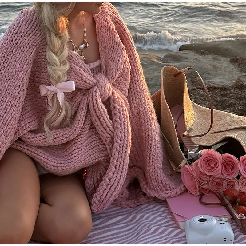 Brooklyn Pink Knitted Bow Sweater