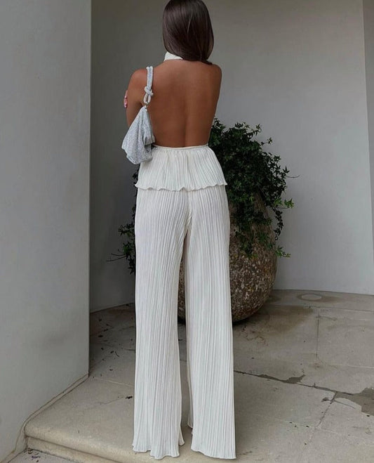 Pleated Plissé Summer Two Piece Set