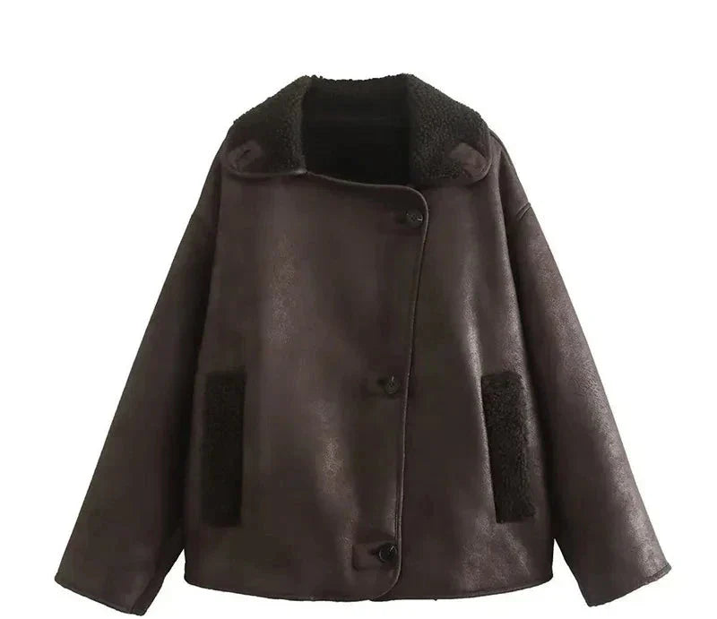 Single-Breasted Lapel Double-Sided Suede Coat