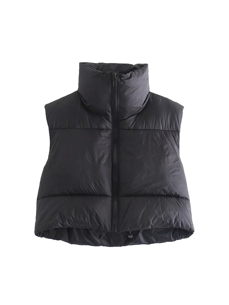 High Neck Padded Cropped Gilet