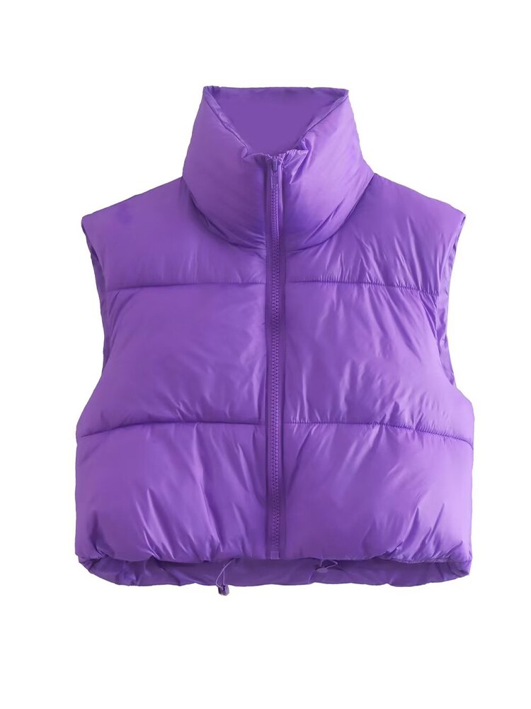 High Neck Padded Cropped Gilet