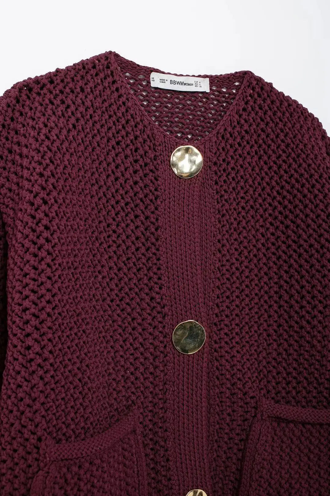 Claret Knitted Button Down Cardigan