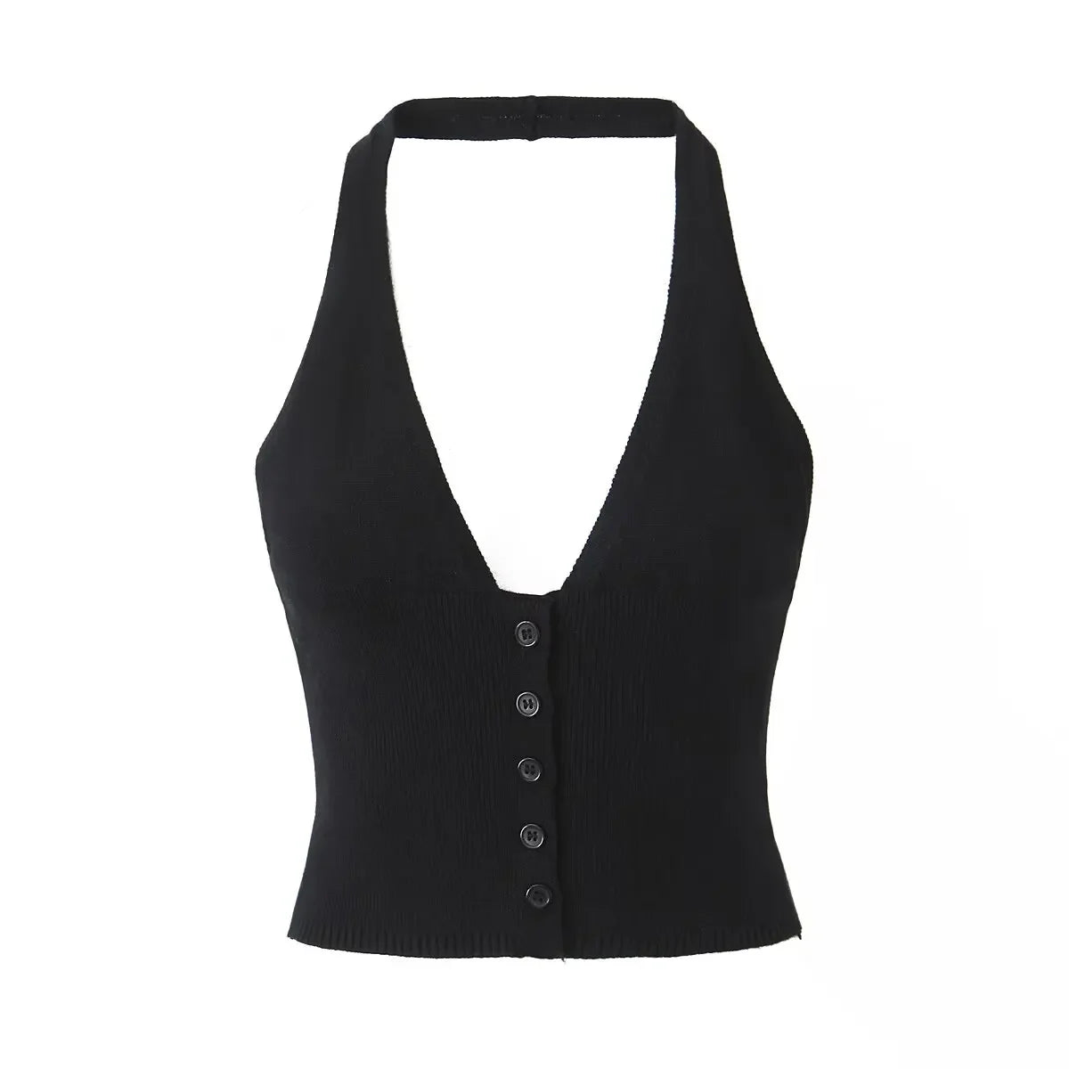 Alaia Knitted Button Down Halter Neck Top