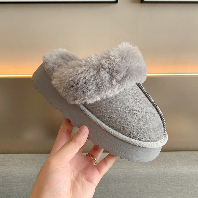 Fur Slip on Platform Slides