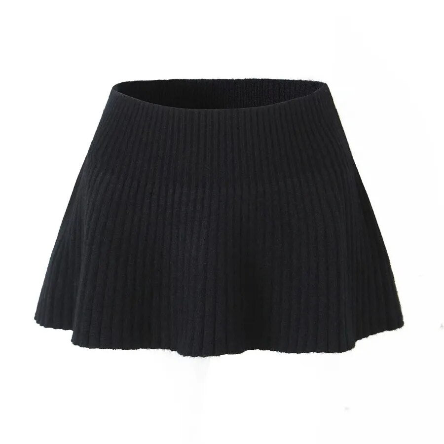 Knitted Sweater Mini Skirt Two Piece Set