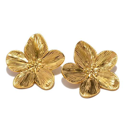 Gold Flower Stud Earrings