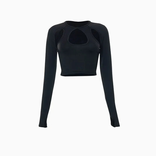 O Neck Long Sleeve Cropped Top