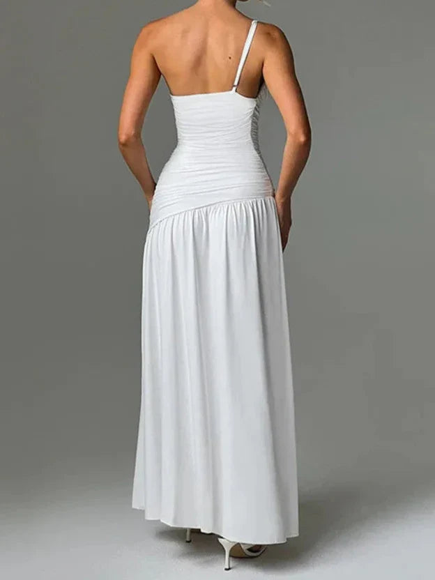 High Split One Shoulder Strap Backless Maxi Dress